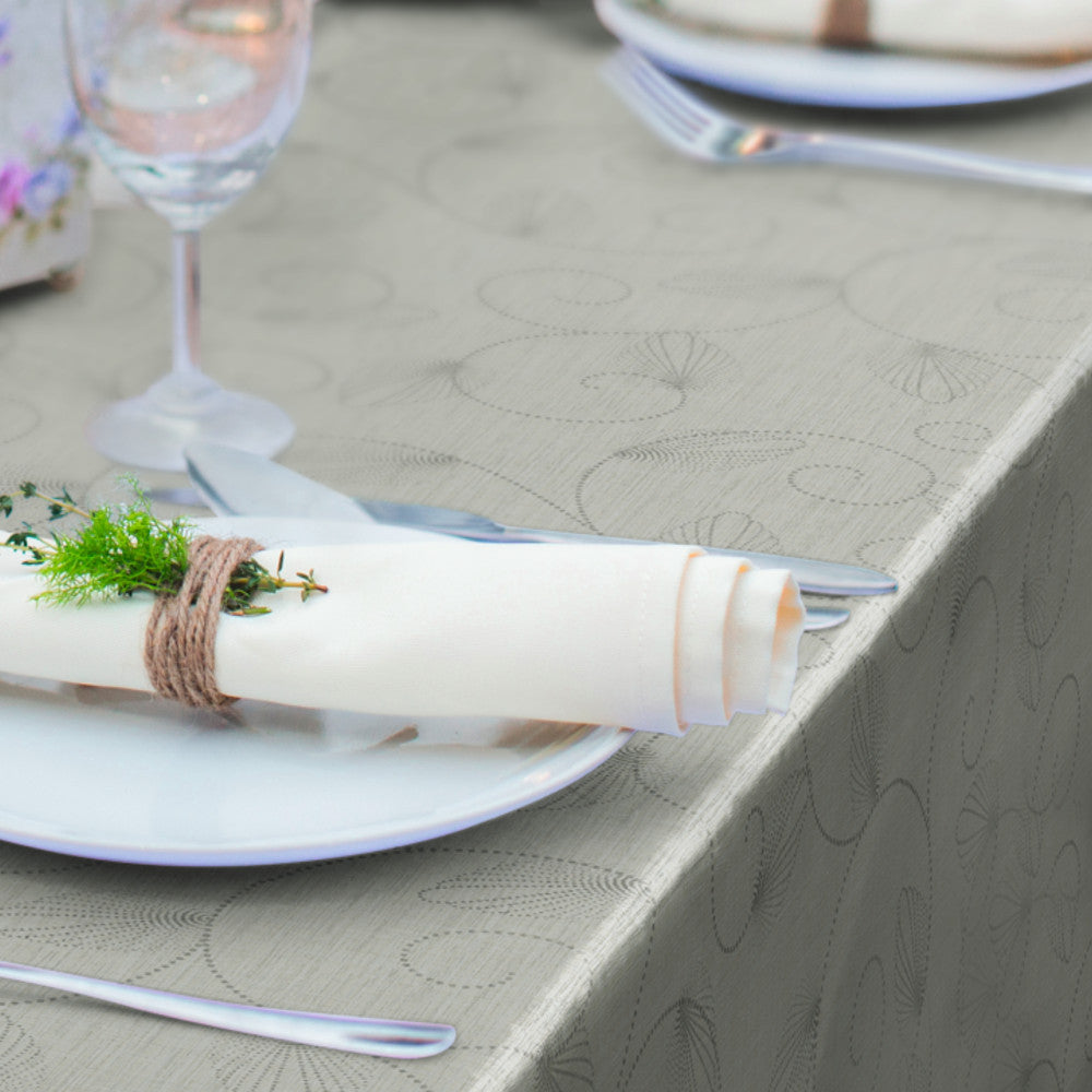 Jolice Creme, voksdug med Påfuglehaler i creme og sølv