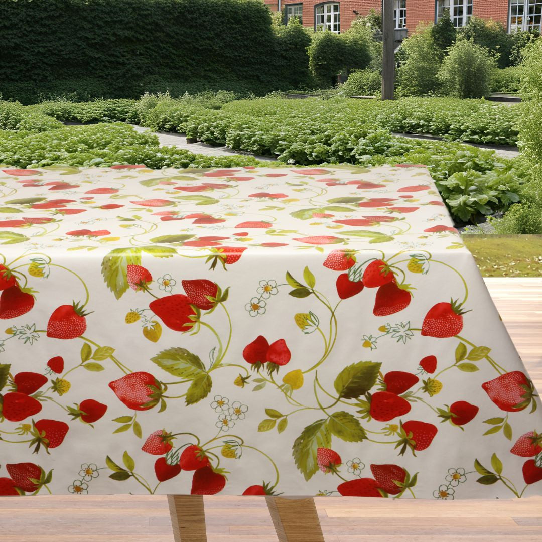 Jordbærstemning - Voksdug med røde og grønne jordbær