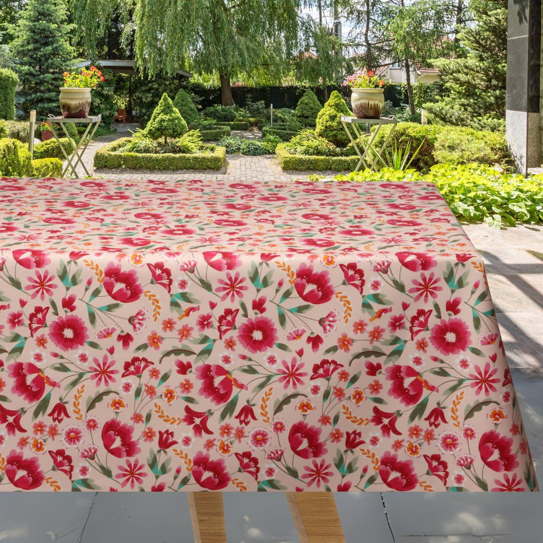 Judy Pink - Akryldug med Sommerens Lyserøde Blomster