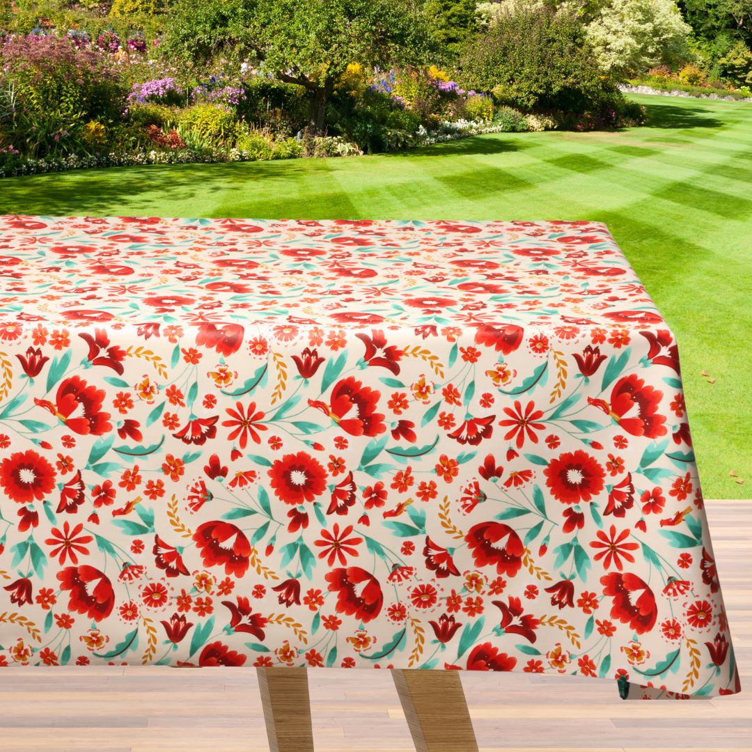 Judy Red - Akryldug med sommerens røde blomster