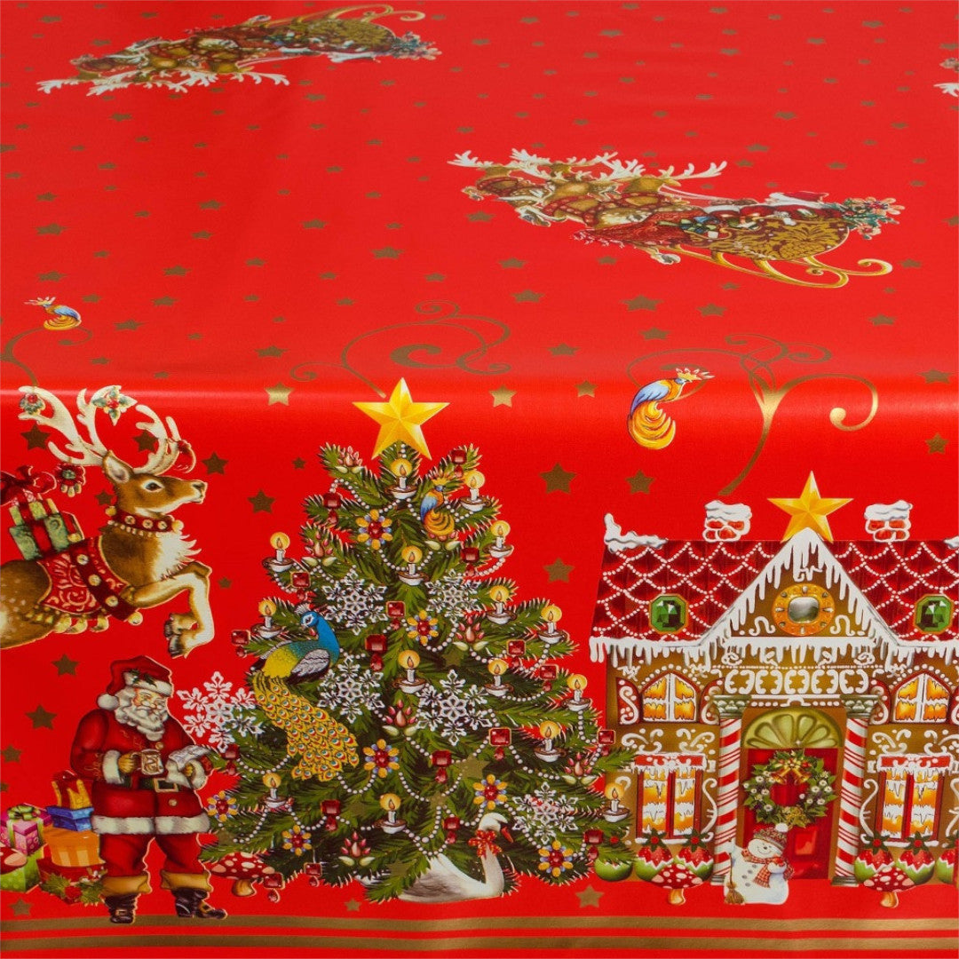 Jul i Kagehuset voksdug med detaljerede julemotiver