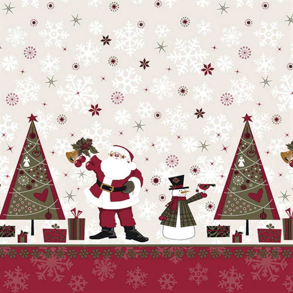 Julevoksdug med Julemænd, snemænd og juletræer