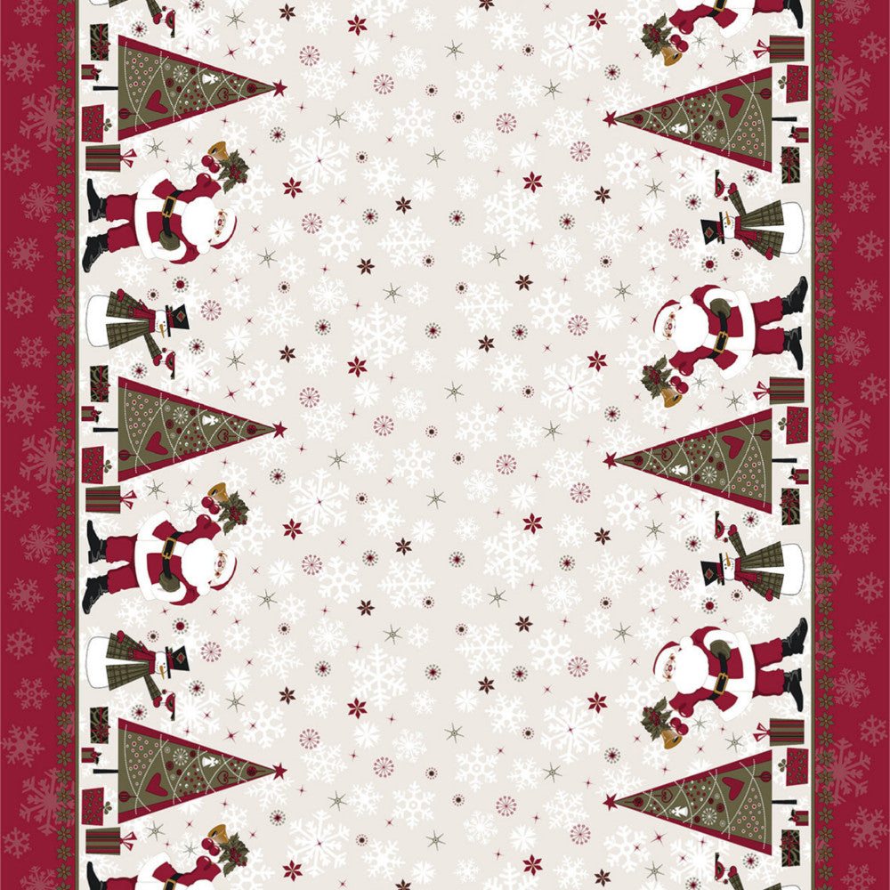 Julevoksdug med Julemænd, snemænd og juletræer