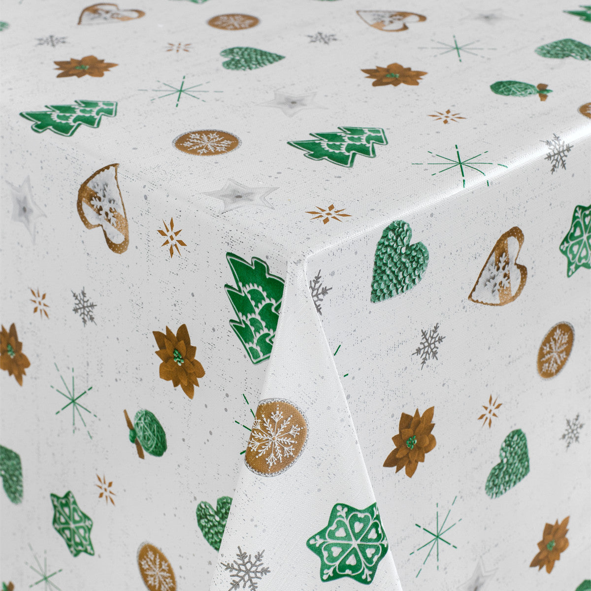 Julebag grøn - Julevoksdug med julesmåkager