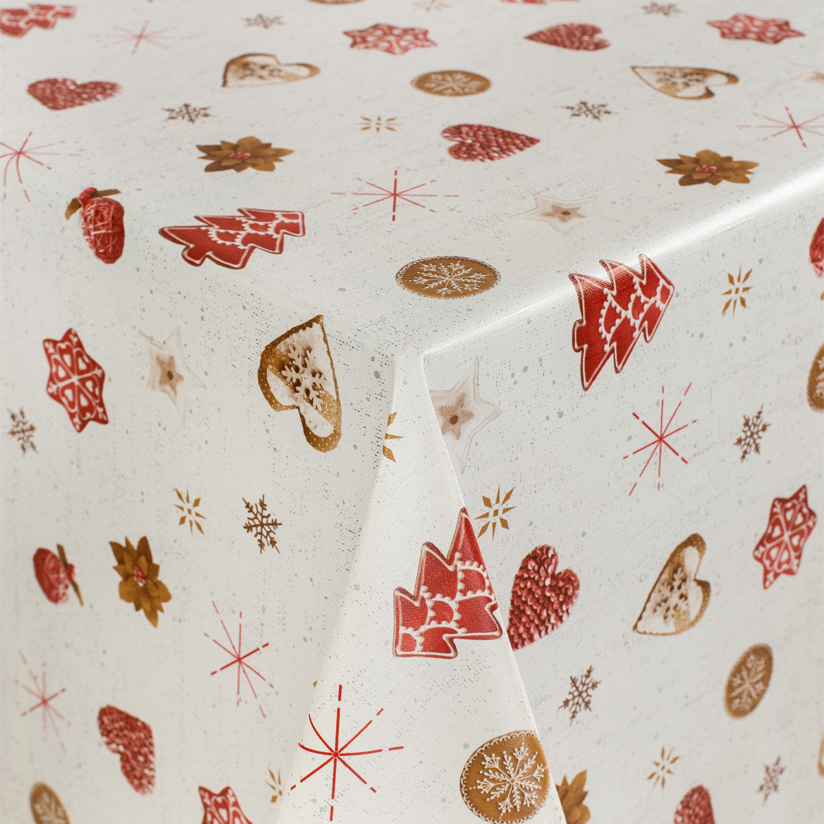 LÆNGDE: 2.0 m - Julebag rød - Julevoksdug med julesmåkager