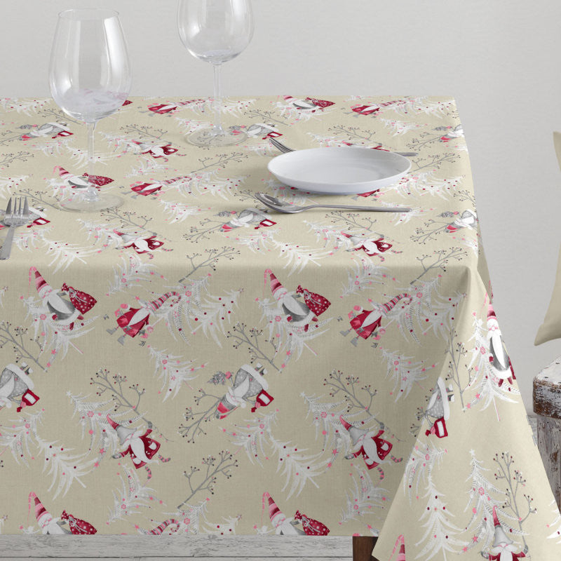 Juledug- akryldug-julemaend-juletraee-beige