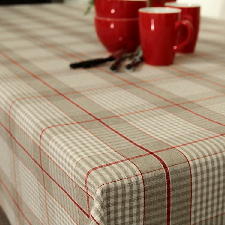 Juledug Olmer Tern Rød - akryldug i hørlook, hjørne