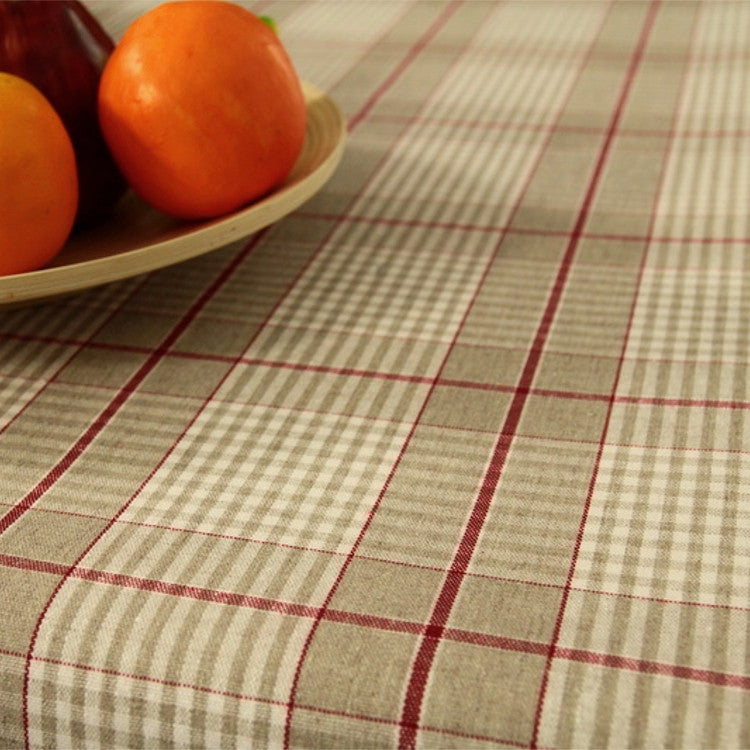 Juledug Olmer Tern Rød - akryldug i hørlook med frugt