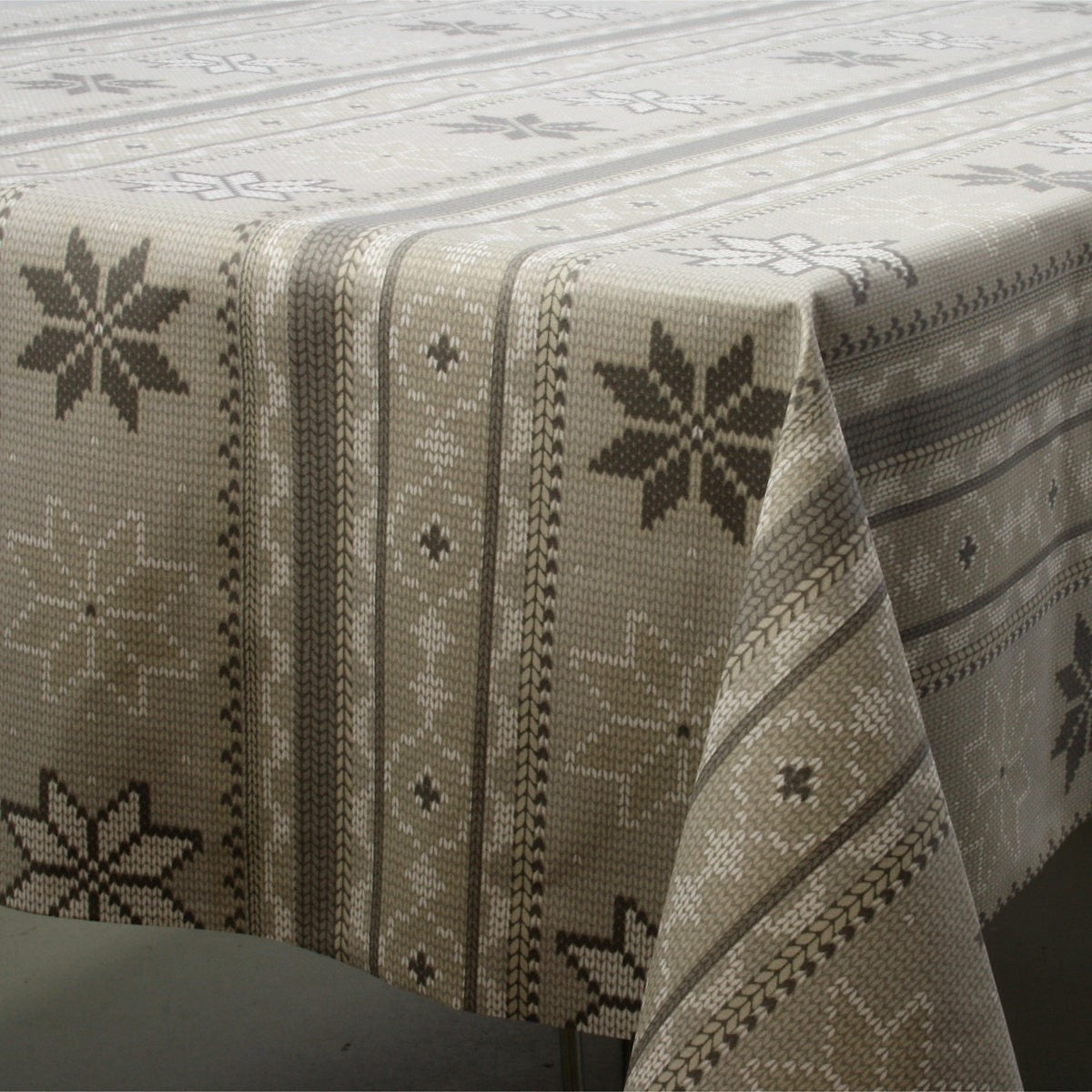 Juledug Lausanne grå, rund akryldug med julestrik