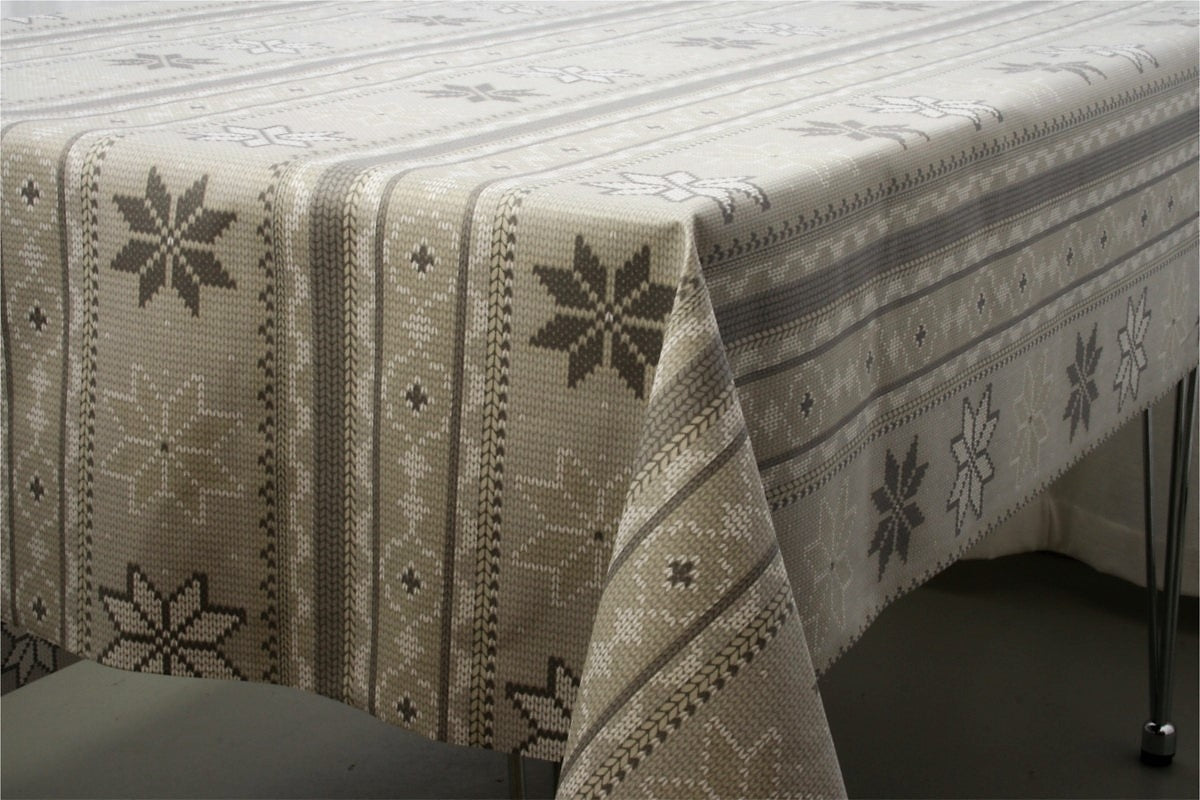 Juledug Lausanne grå, akryldug med julestrik - 155 cm bred