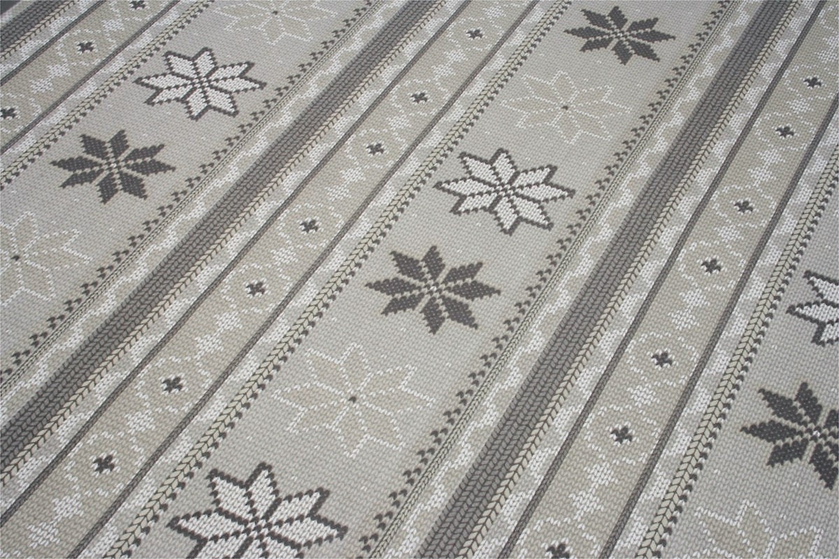 Juledug Lausanne grå, akryldug med julestrik - 155 cm bred