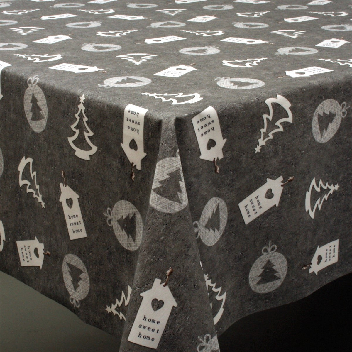 Juledug, Home Sweet Home, grå - Akryldug med julemotiver