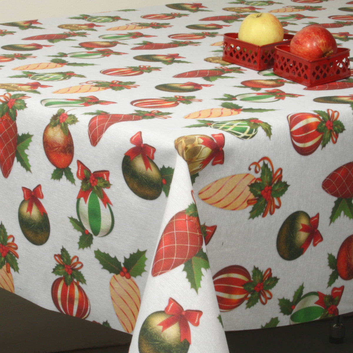 Juledug - Akryldug med kulørte julekugler