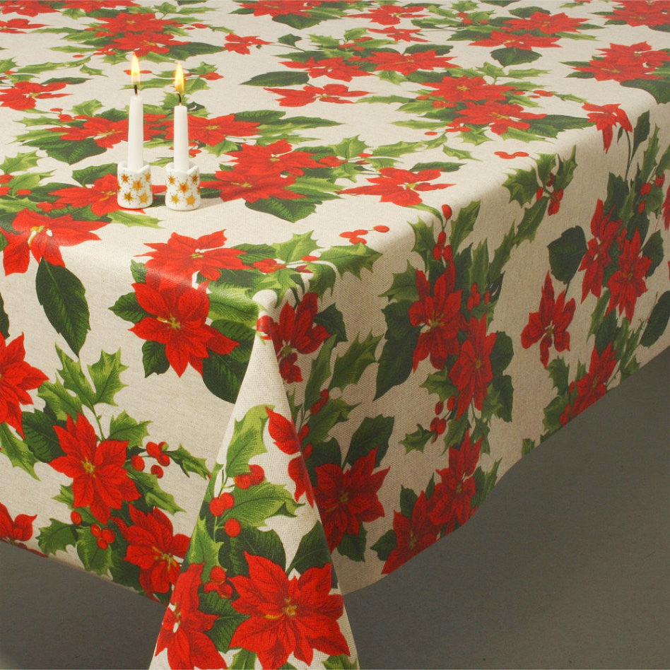 Juledug - akryldug med Kristtjørn i flot rød farve