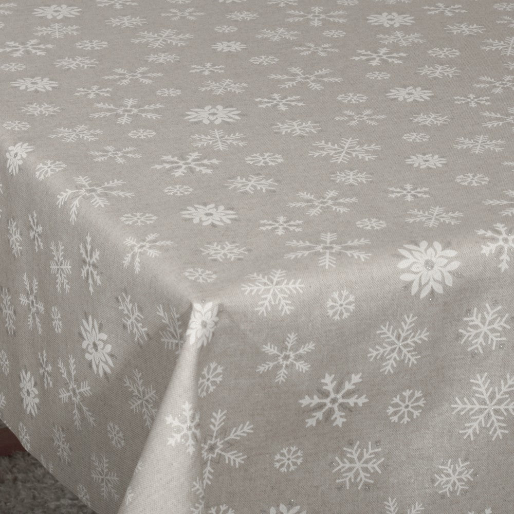 Iskrystal Lys Grå - Juleakryldug med smukke iskrystaller