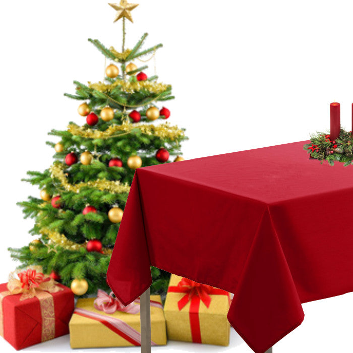 Juledug, ensfarvet rød rektangulær dug, 145 x 300 cm
