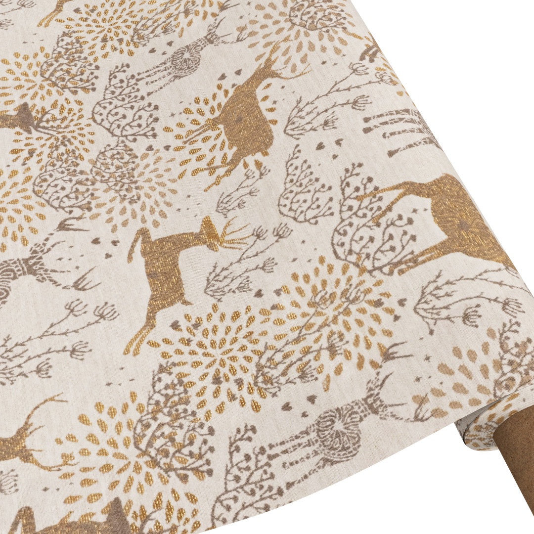 Juledug Golden Reindeers med guldmønstrede rensdyr, på rør