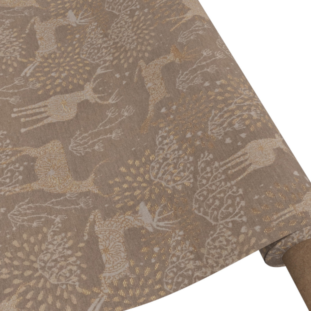 Juledug Golden Reindeers i sand med guldmønstrede rensdyr på rør