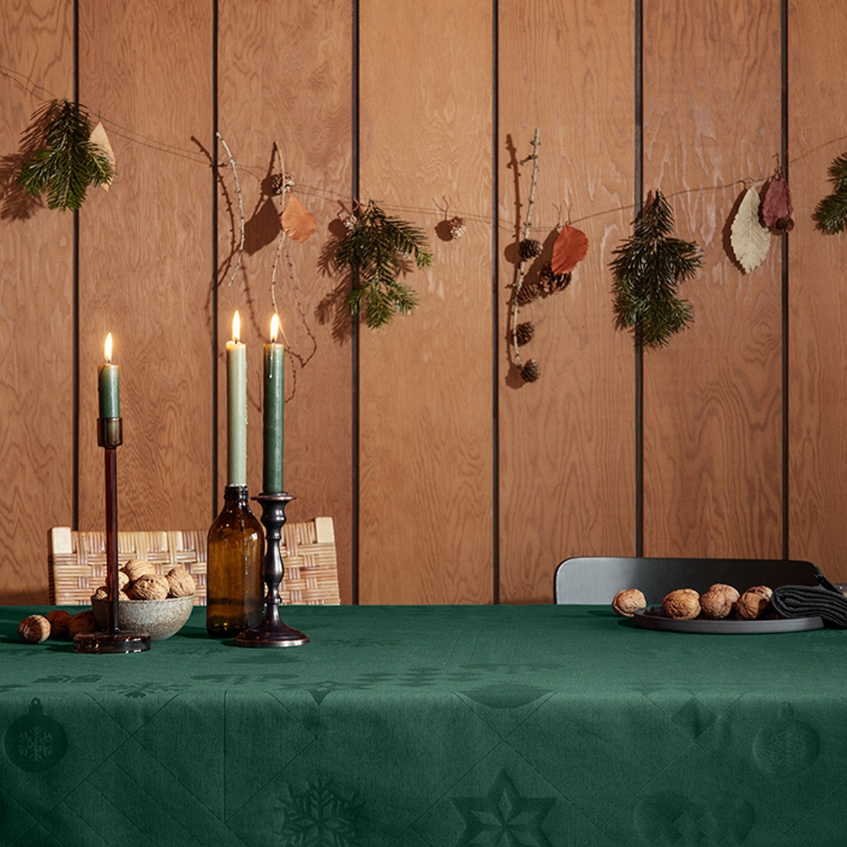 Rosendahl - Juna Juledug Natale, flot damaskdug i grøn - 150 cm x 320 cm