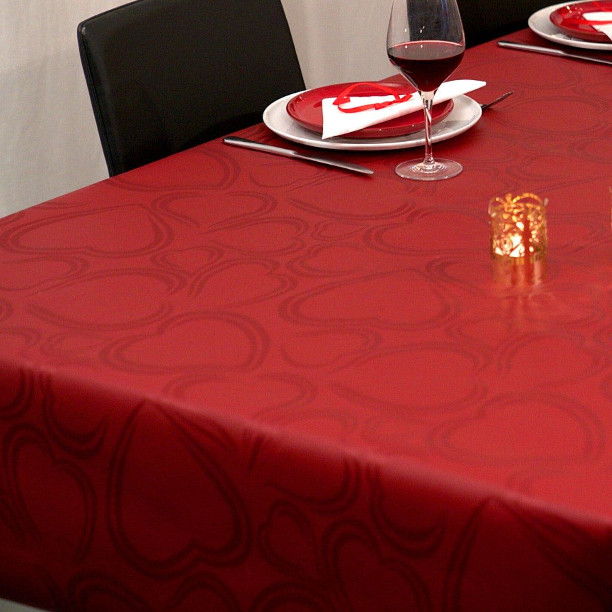 Juledug Old Heart - Akryldug med hjerter, dyb rød