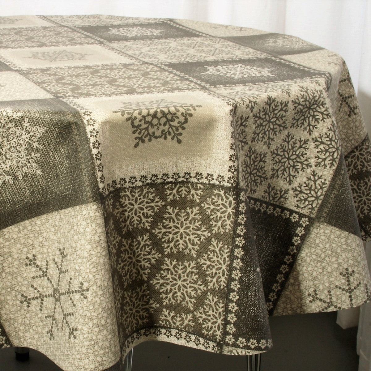 Rund Juledug Frozen Natur, akryldug med 2 x akryl og teflon