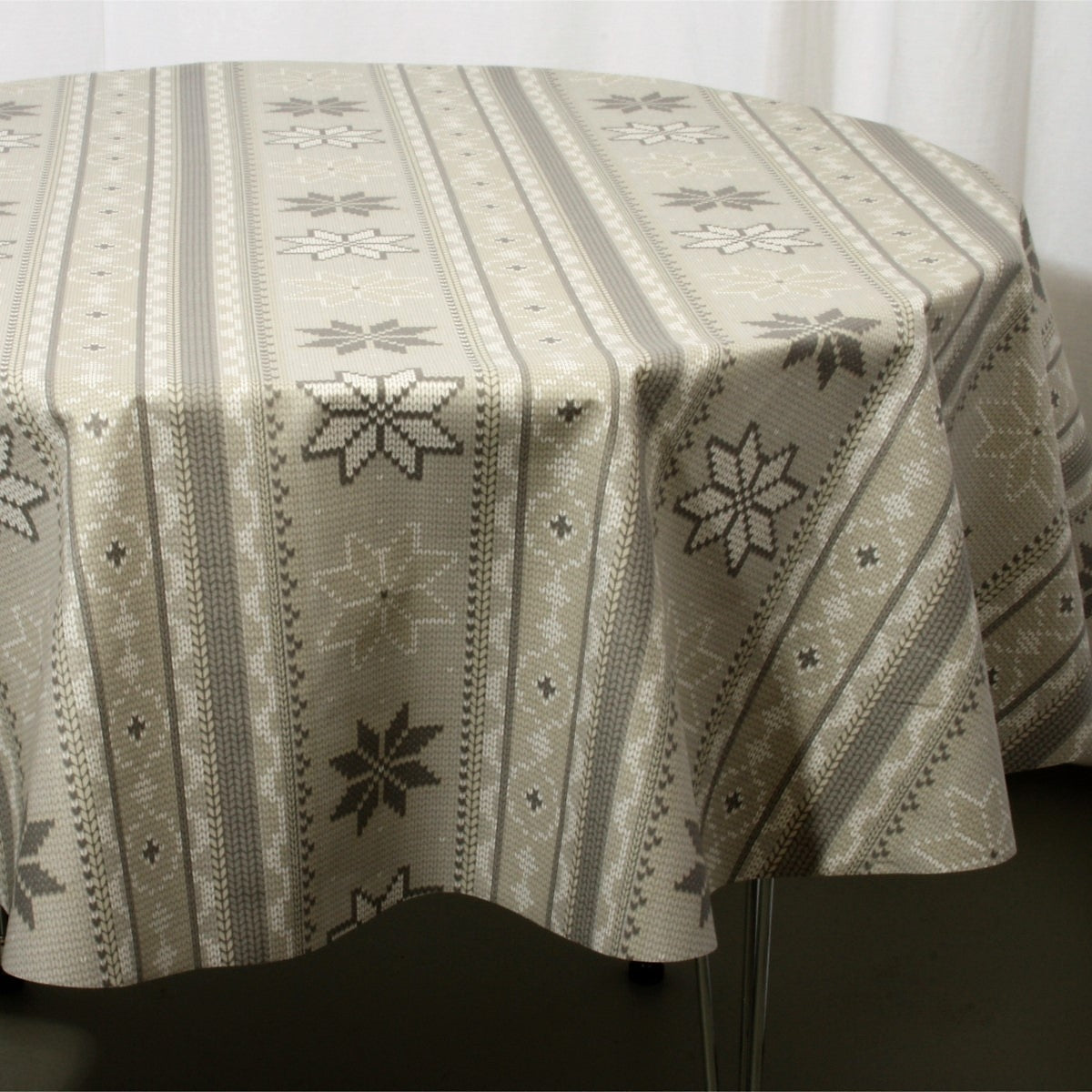 Juledug Lausanne grå, akryldug med julestrik - 155 cm bred
