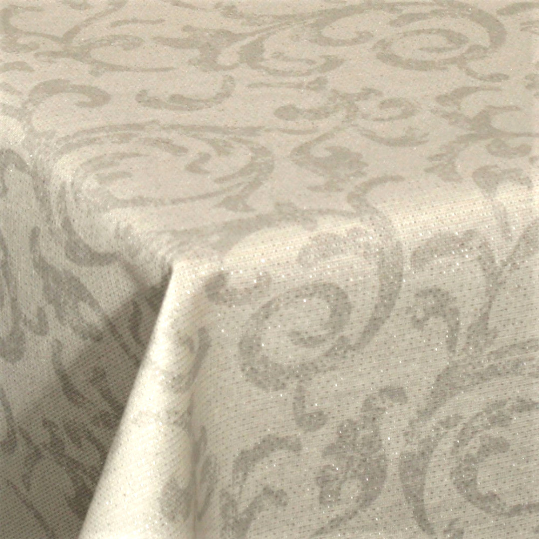 Næerbillede af Juledug Smukke Snirkler - Akryldug med sølv lurex