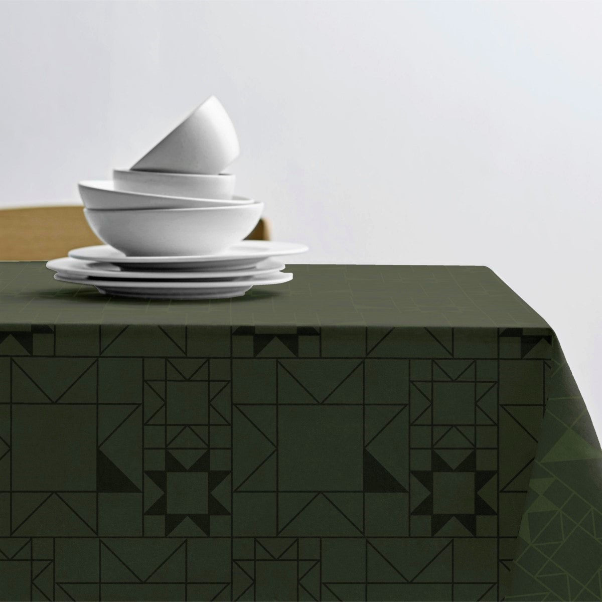 Södahl juledug Star Damask Forest Green - Damaskvævet akryldug med opdækning 1