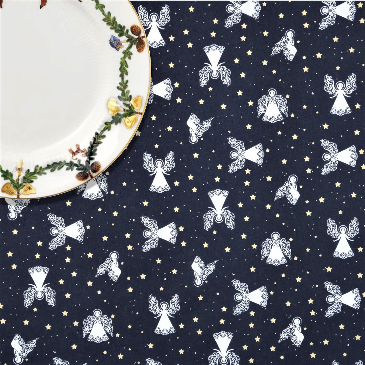 Juleengle Blå - Juleakryldug med stjerner og engle