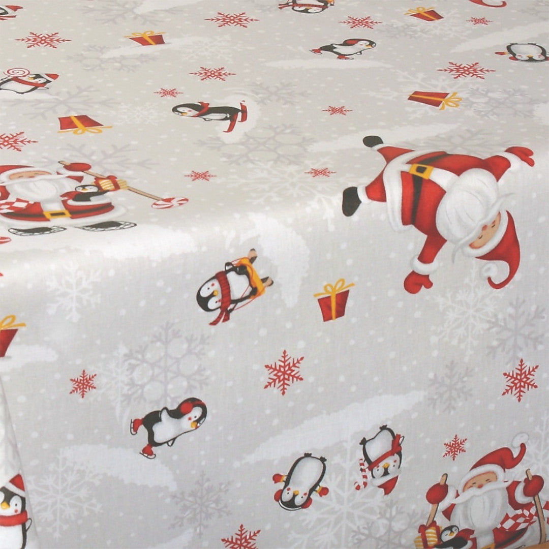 Andet nærbillede af Julefest på Sydpolen juledug med pingviner og snefnug