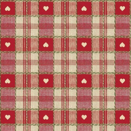 Nærbillede af Julestemning Ternet voksdug med hjerter