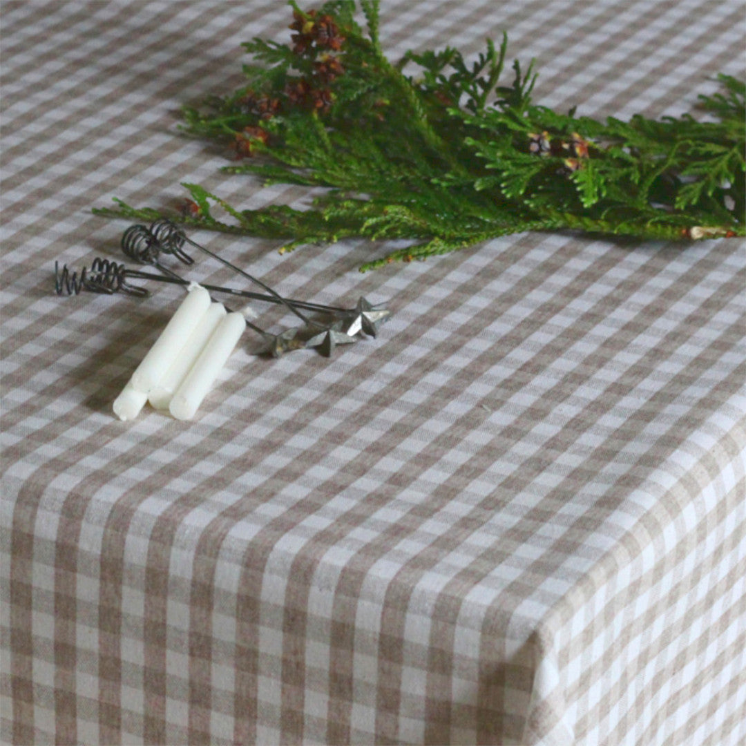 Juletern Lysbeige og Naturhvid - Rustik juledug i hørlook med akryl