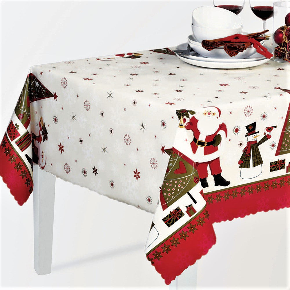 Julevoksdug med Julemænd, snemænd og juletræer