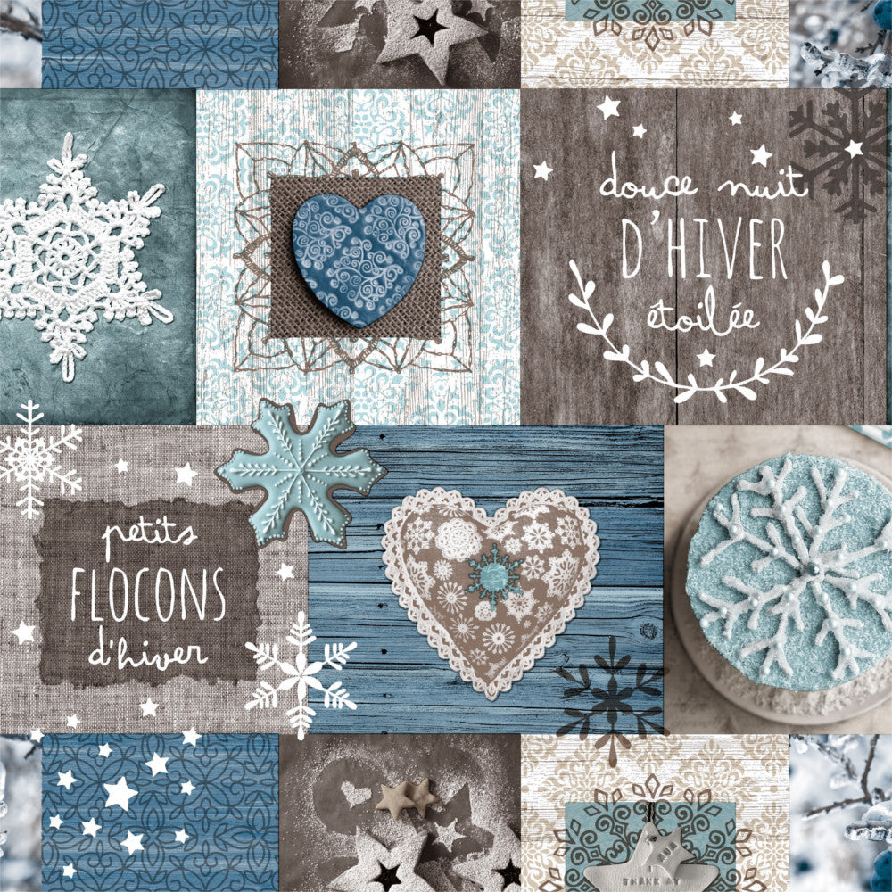 Julevoksdug Flocons - Små snefnug - blå