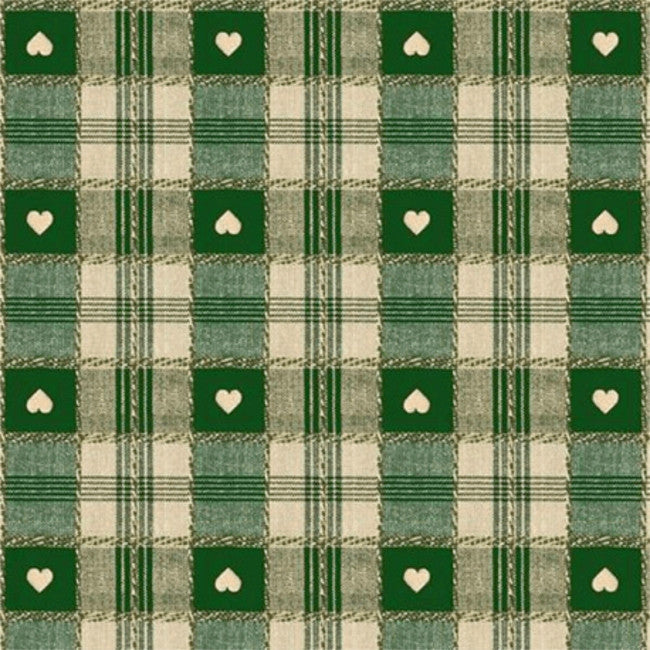 Julevoksdug - Hjerter i Tern grøn 140 cm