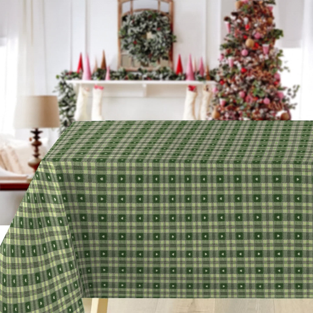 Julevoksdug - Hjerter i Tern grøn 140 cm