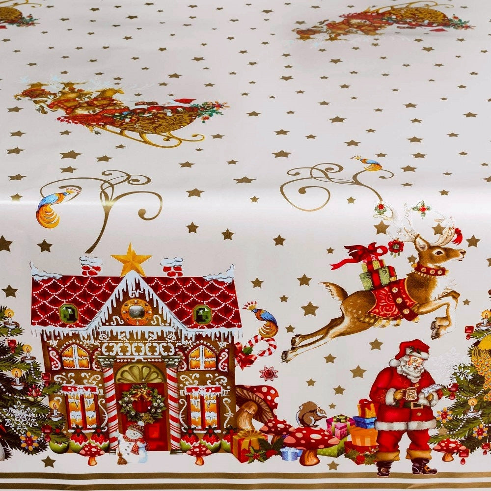 Julevoksdug - Jul i Kagehuset, hvid, 140 cm bred