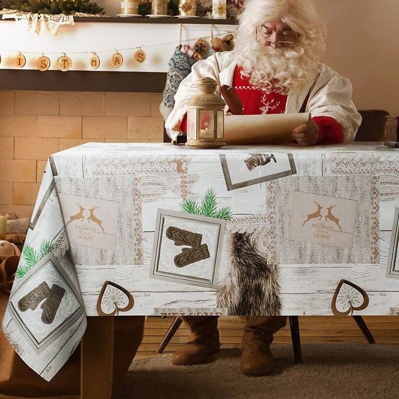 På Skøjter i Julen - Rund julevoksdug med elastik - Til bord Ø 60 - Ø 130 cm