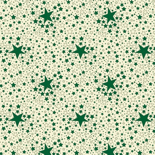 Stjernehimmel - Julevoksdug med stjerner - Grøn, 140 cm