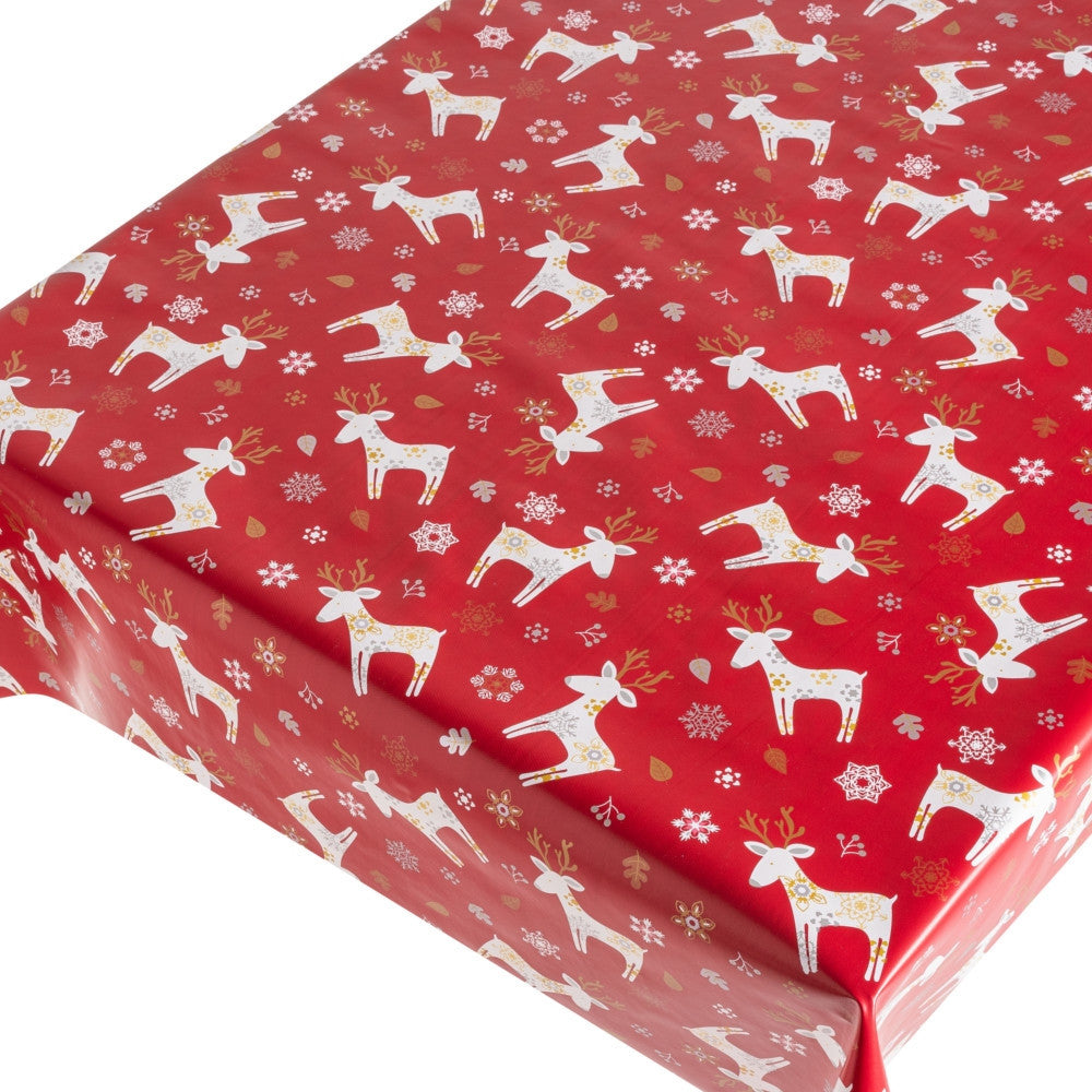 LÆNGDE: 6,0 m - Julevoksdug Xmas Deer Red - Julerensdyr i Flok Rød