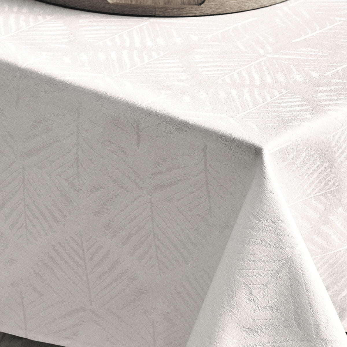 Juna Lea Hvid Jacquard Damaskdug – 150 x 220 cm