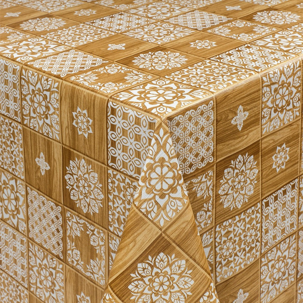 Kakler Gylden Brun - Voksdug med tekstil-look