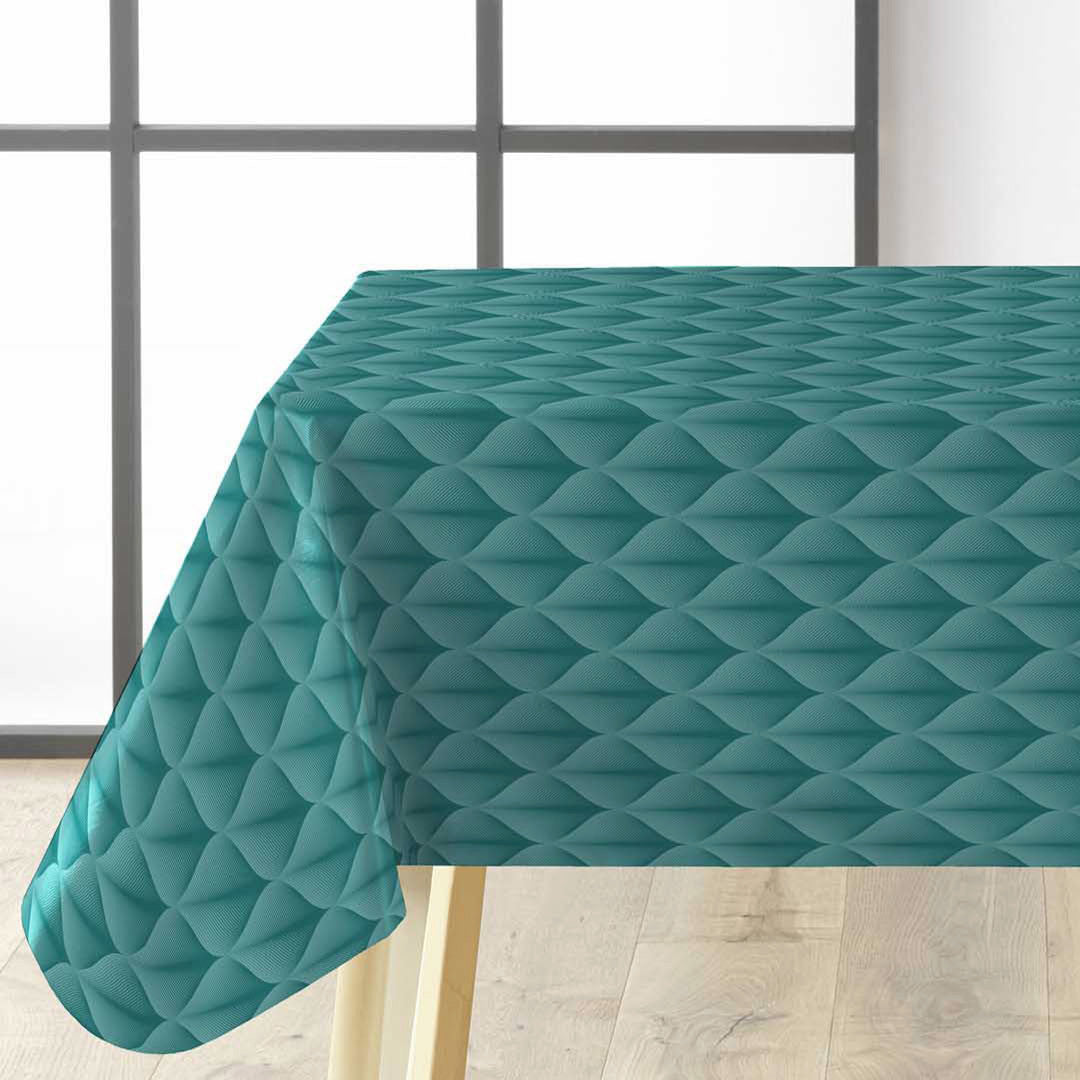 Kalini Luxury Blue - Voksdug med grafisk mønster i flot 3D-effekt, hjørne