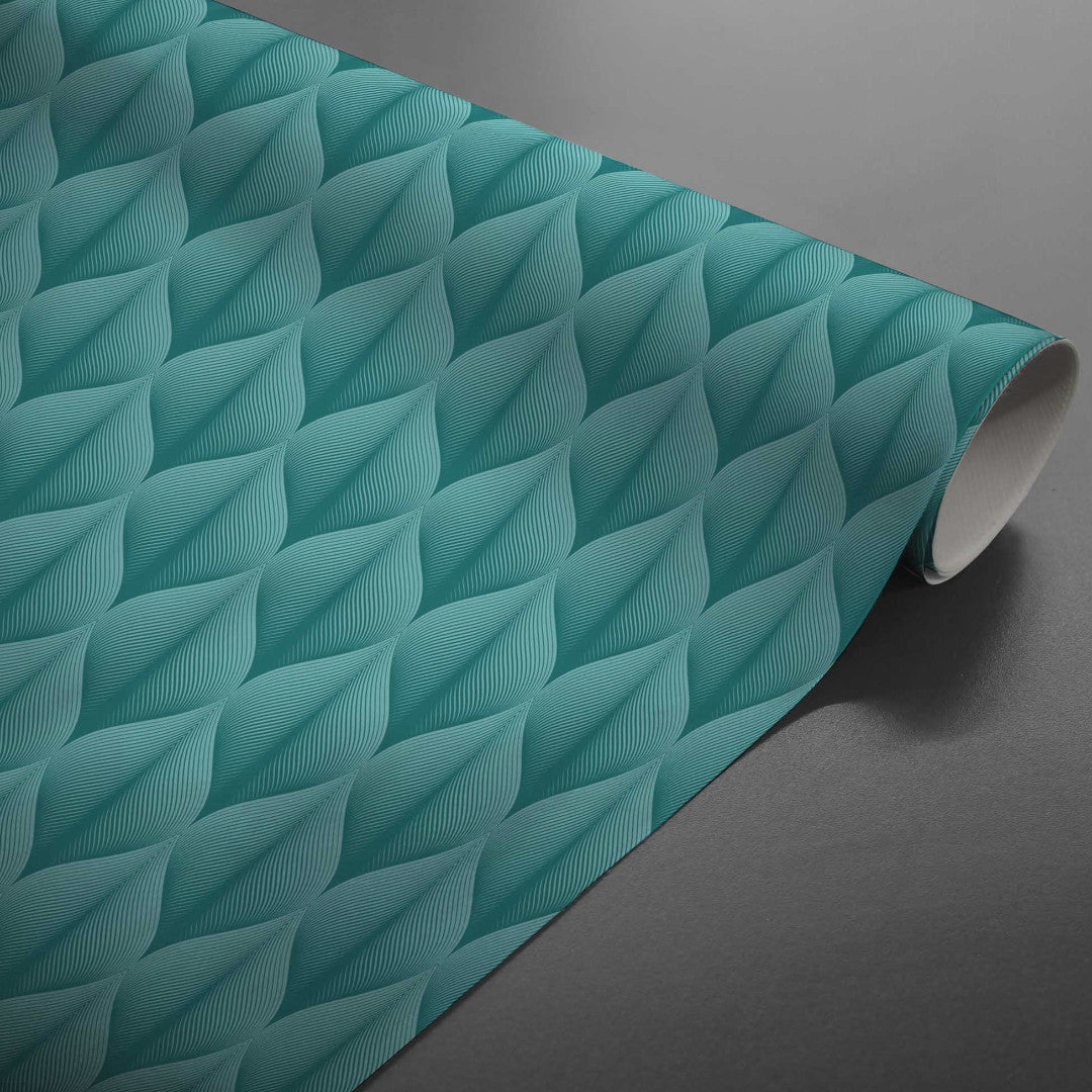 Kalini Luxury Blue - Voksdug med grafisk mønster i flot 3D-effekt, rullet