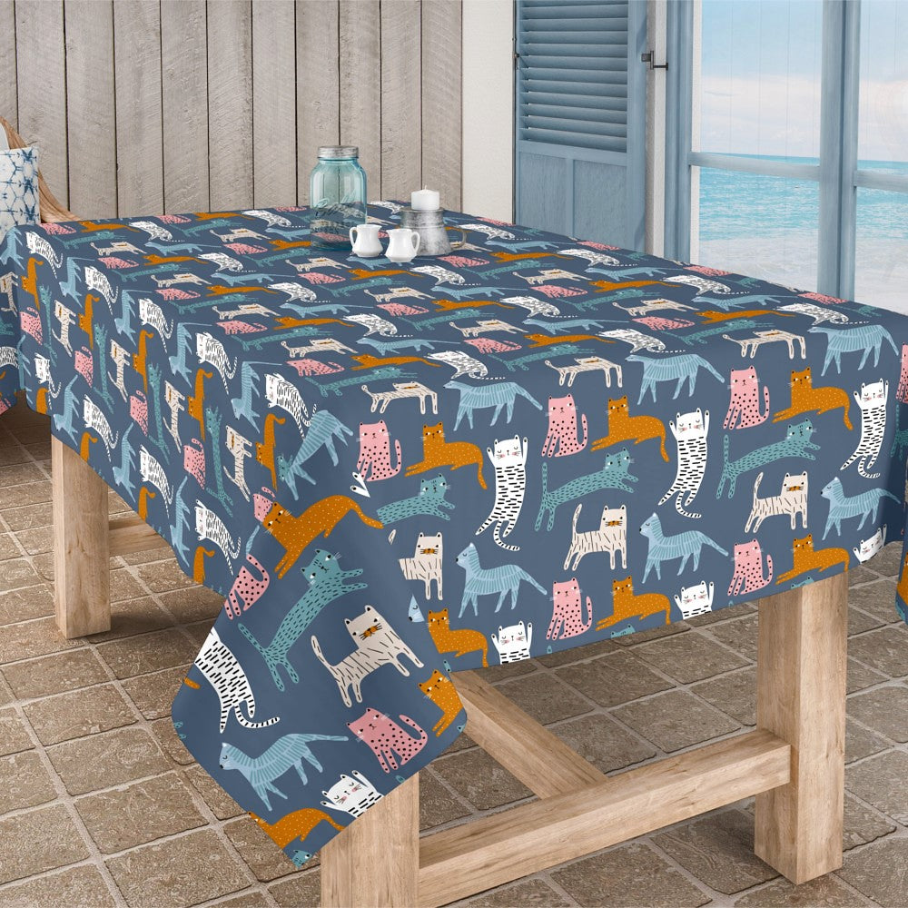 Katte i fine farver - Akryldug med katte, 140 cm