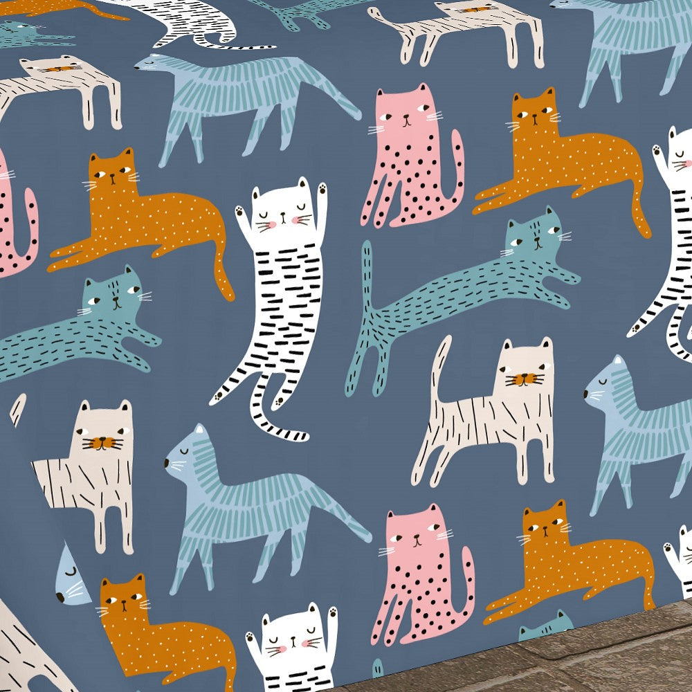 Katte i fine farver - Akryldug med katte, 140 cm