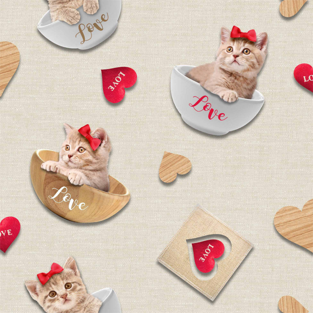 Kitty Natur Fotoprint - Voksdug med søde kattekillinger