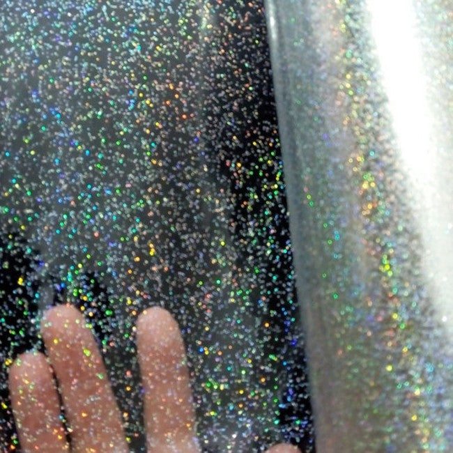 Klar plast Sølv Hologram - Gennemsigtig voksdug med glitter i flotte nuancer