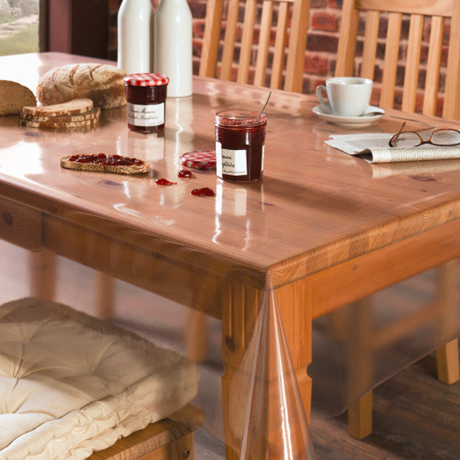 Klar plast voksdug, 0,3 mm tyk, 140 cm bred