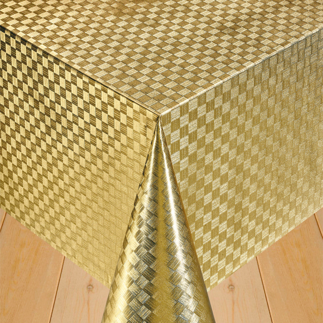 Klassisk Damask Tern Guld - Voksdug med guldfarvede tern